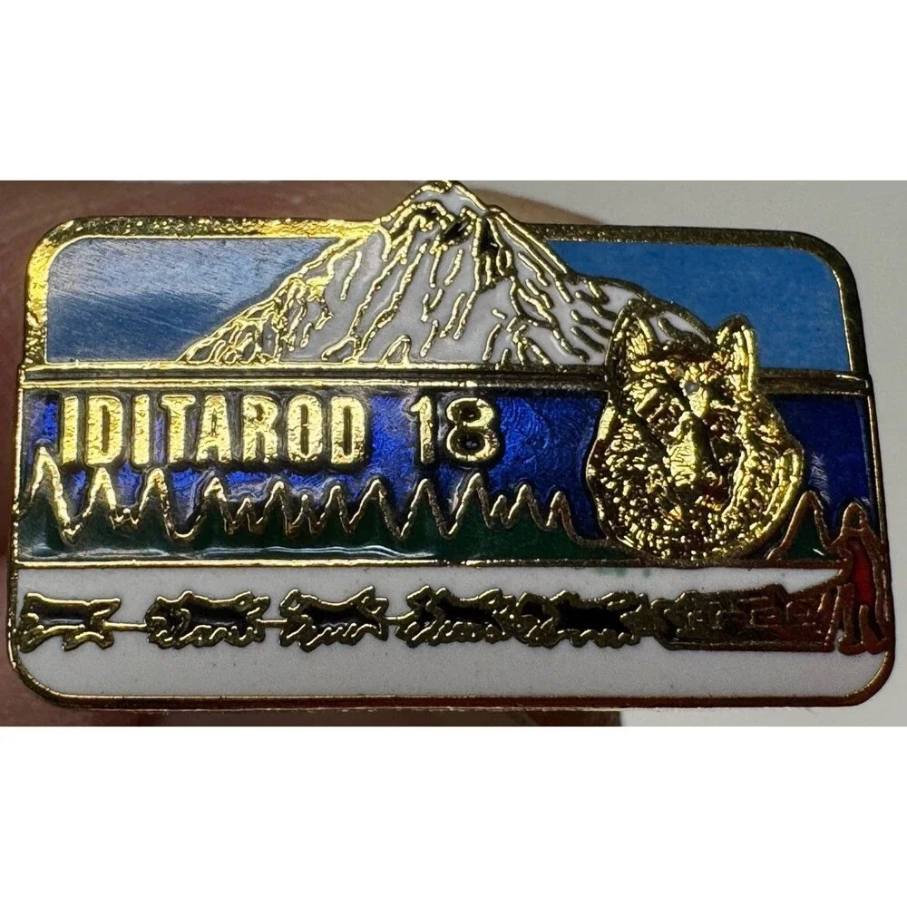 3 VTG Alaska Iditarod 18 Dog Sled Race Enamel Pin Hat Lapel Lot 1989 1990 Rare